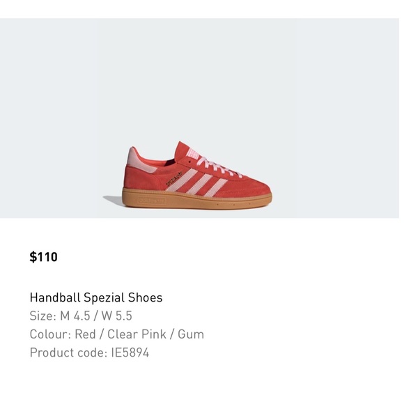adidas Handball Spezial Red with Light Pink Stripes - Picture 6 of 6